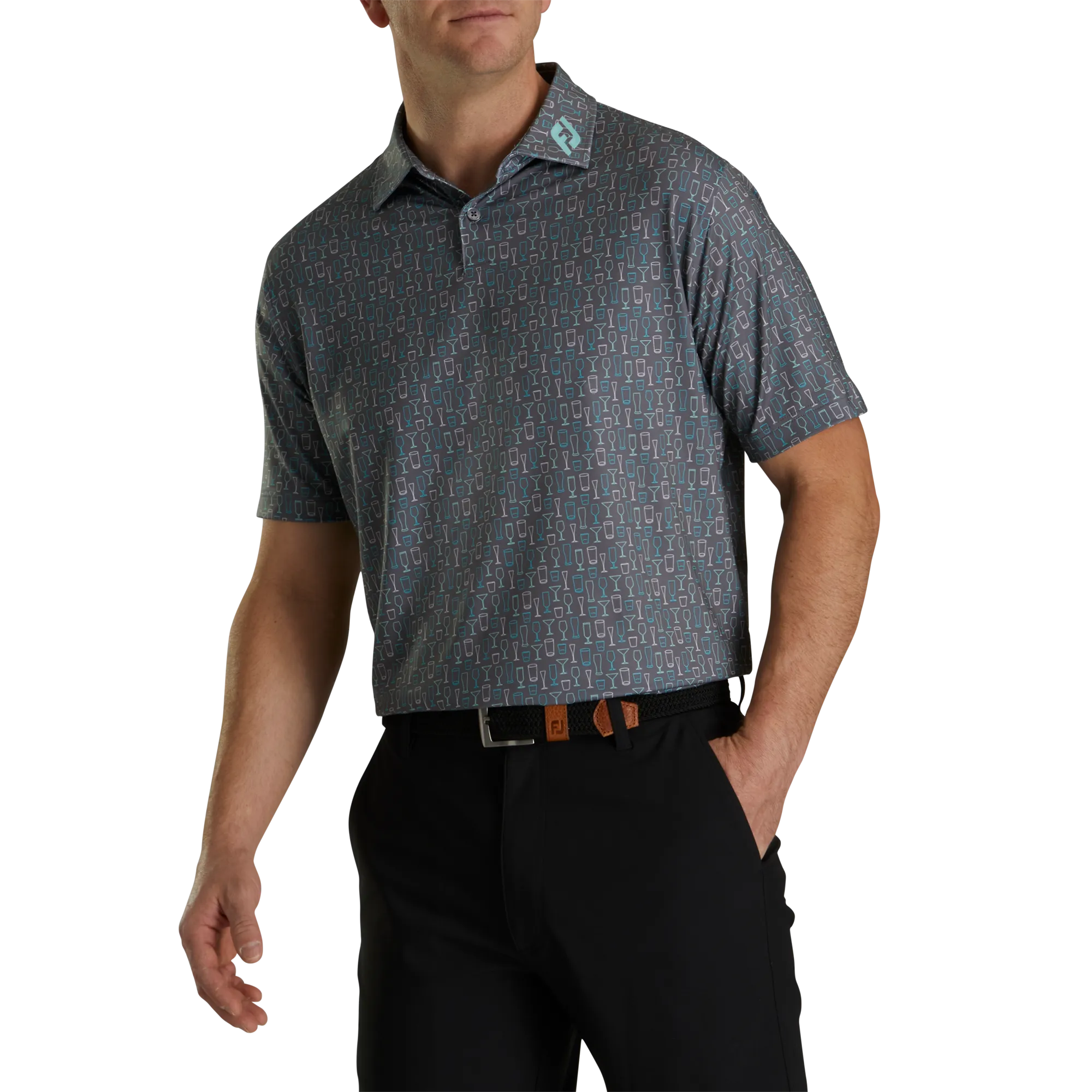 2023 FootJoy Mens Glass Print Polo - Lava