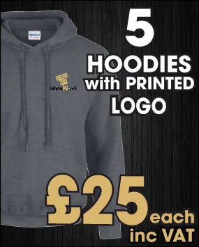 5 x Hoodies with PRINTED LOGO