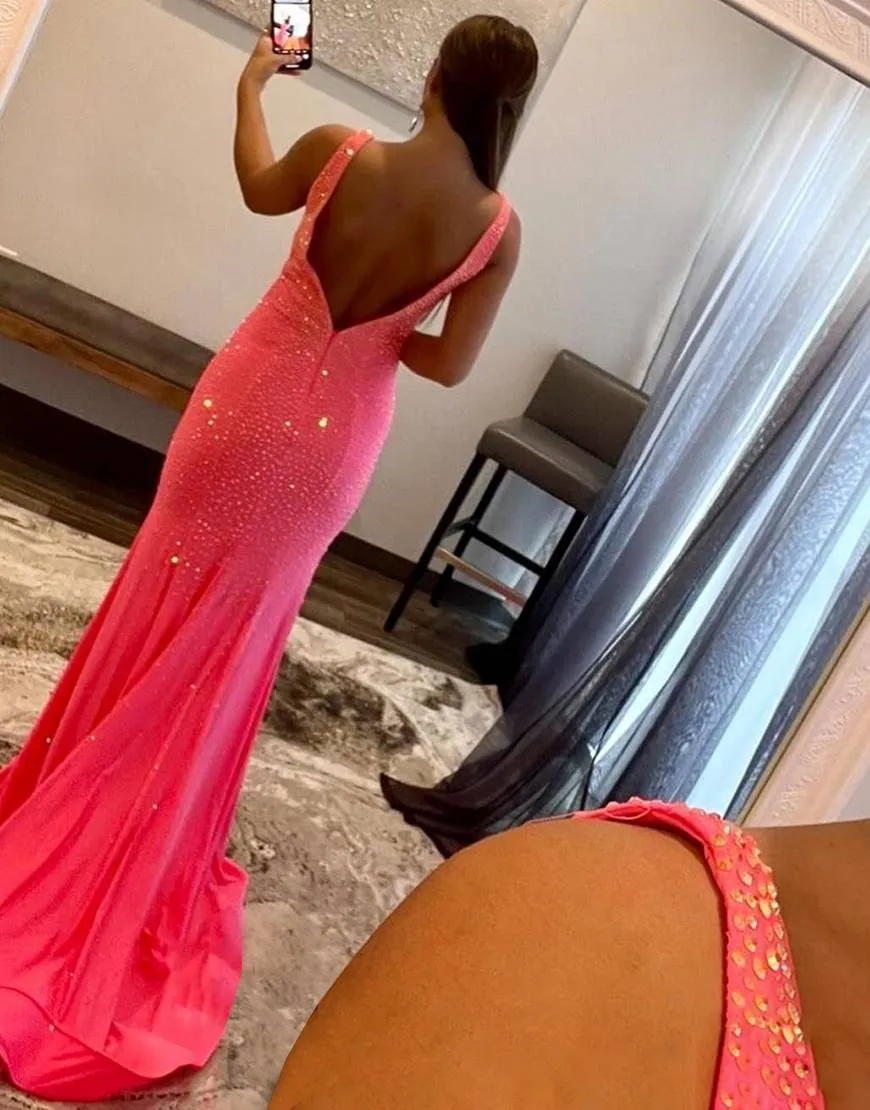 Alma |Mermaid V-neck Beaded Mermaid Prom Dress