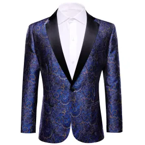 Blue and Gold Paisley Tuxedo Jacket