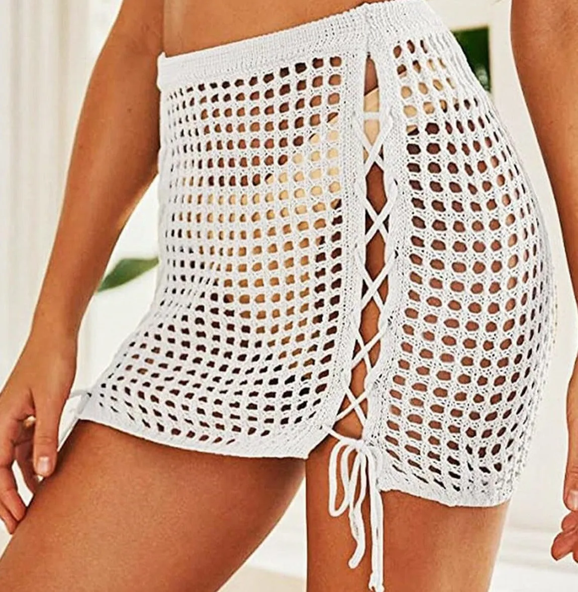 Boho Vibes Crochet Beach Cover Up Skirt