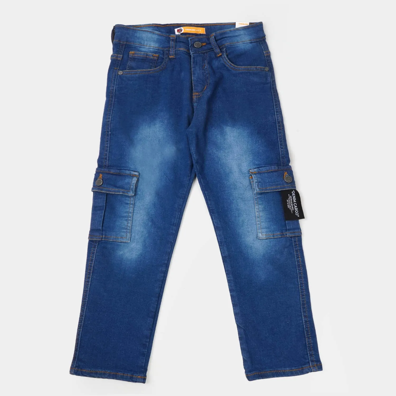 Boys Denim Pant Cargo - Mid Blue