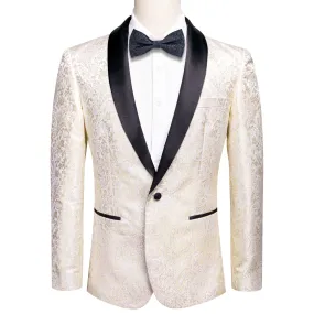 Champagne Embroidered Floral Tuxedo Jacket