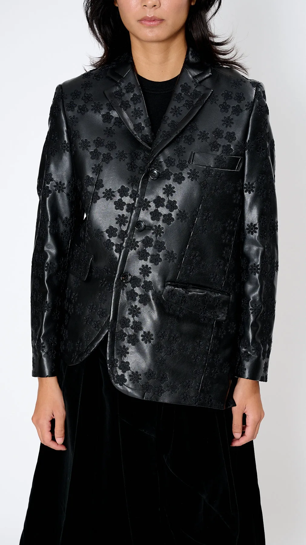 Floral Embroidered Jacket in Black