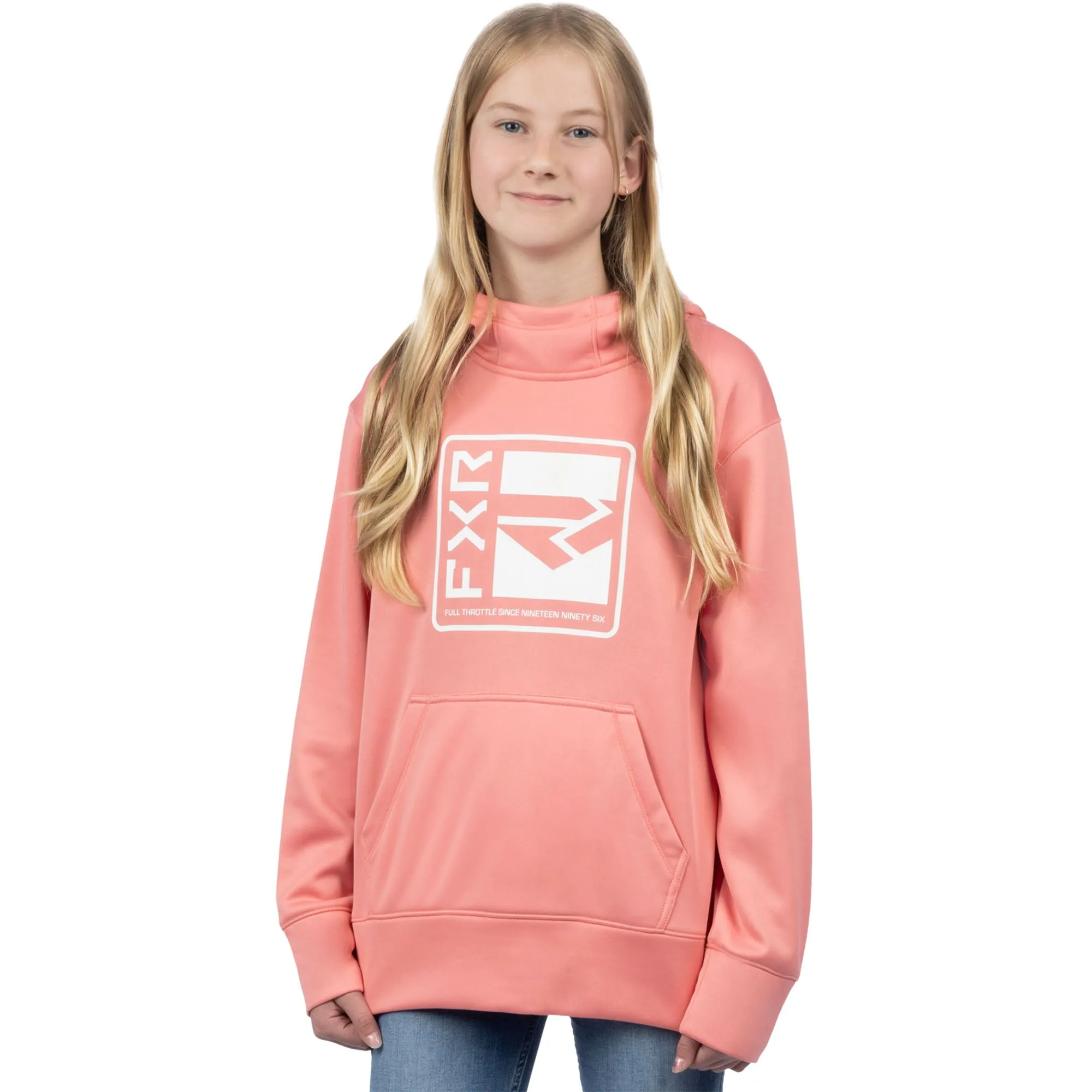 FXR Youth Broadcast Tech Pullover Hoodie Muted Melon/White Pink