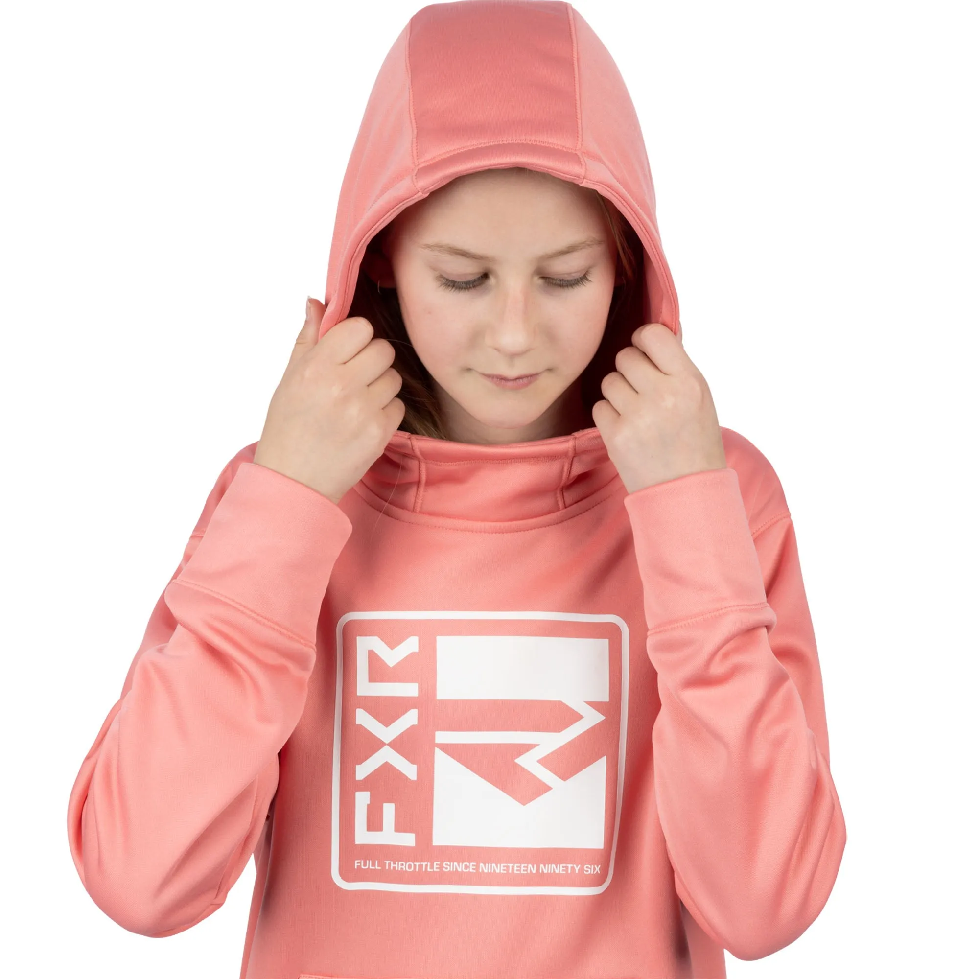 FXR Youth Broadcast Tech Pullover Hoodie Muted Melon/White Pink