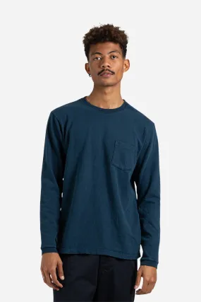 Heavy Oz Pigment Long Sleeve Pocket Tee - Navy