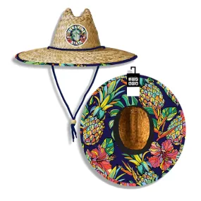 HIBISCUS PINEAPPLE STRAW HAT - ADULT FIT