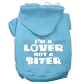 I'm a Lover not a Biter Screen Printed Dog Pet Hoodies Baby Blue Size Med (12)