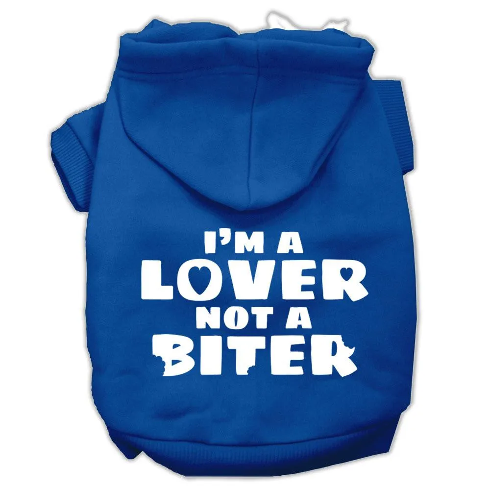 I'm a Lover not a Biter Screen Printed Dog Pet Hoodies Blue Size XL (16)