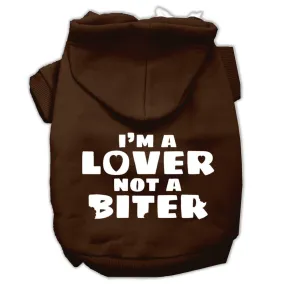 I'm a Lover not a Biter Screen Printed Dog Pet Hoodies Brown Size XXXL (20)