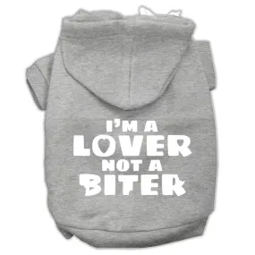 I'm A Lover Not A Biter Screen Printed Dog Pet Hoodies Grey Size Xs (8)