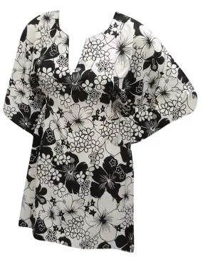 LA LEELA Soft Fabric Printed Blouse Cover Ups Women OSFM 8-14 [M-L] Black_4835