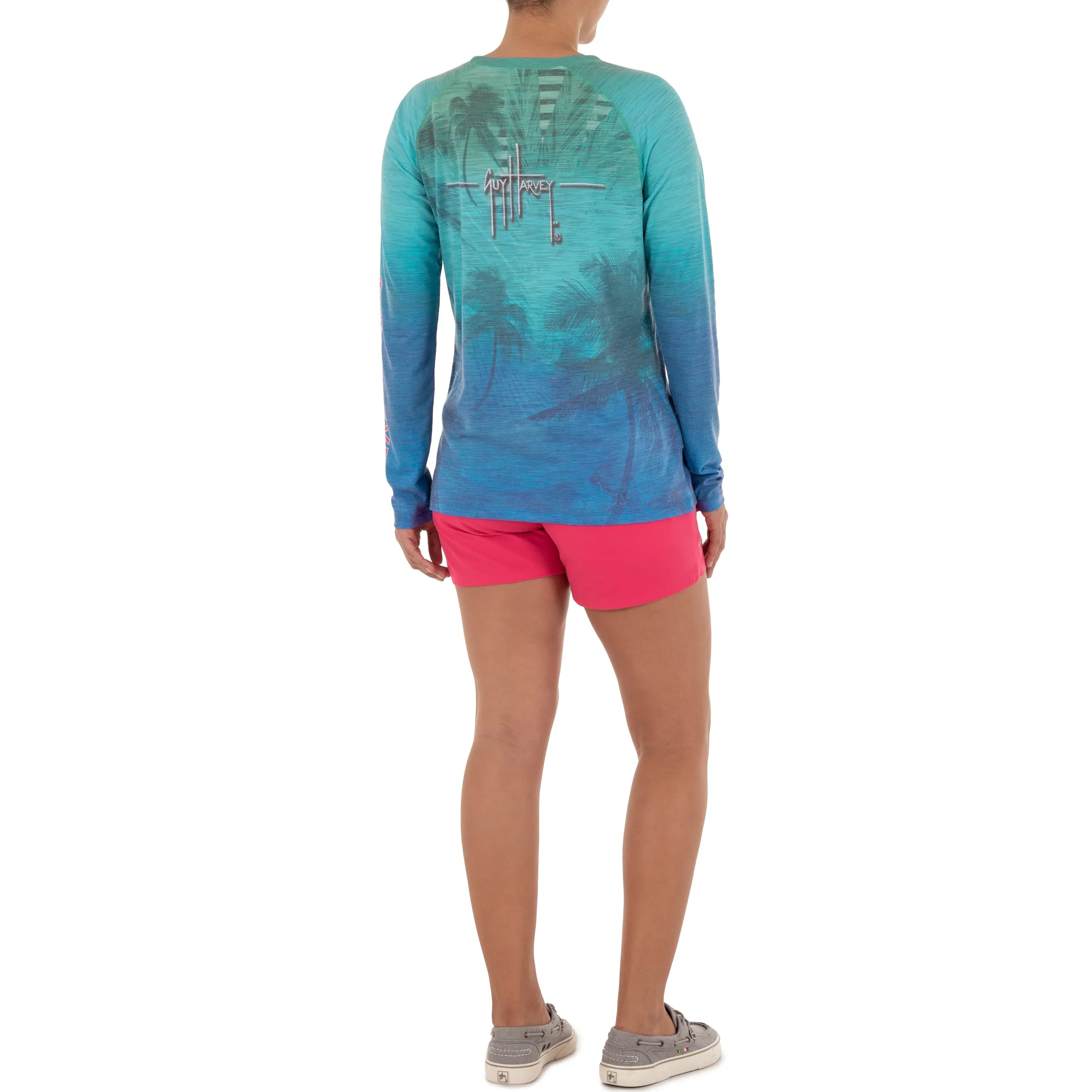 Ladies Tropical Long Sleeve Green Slub Raglan Tee