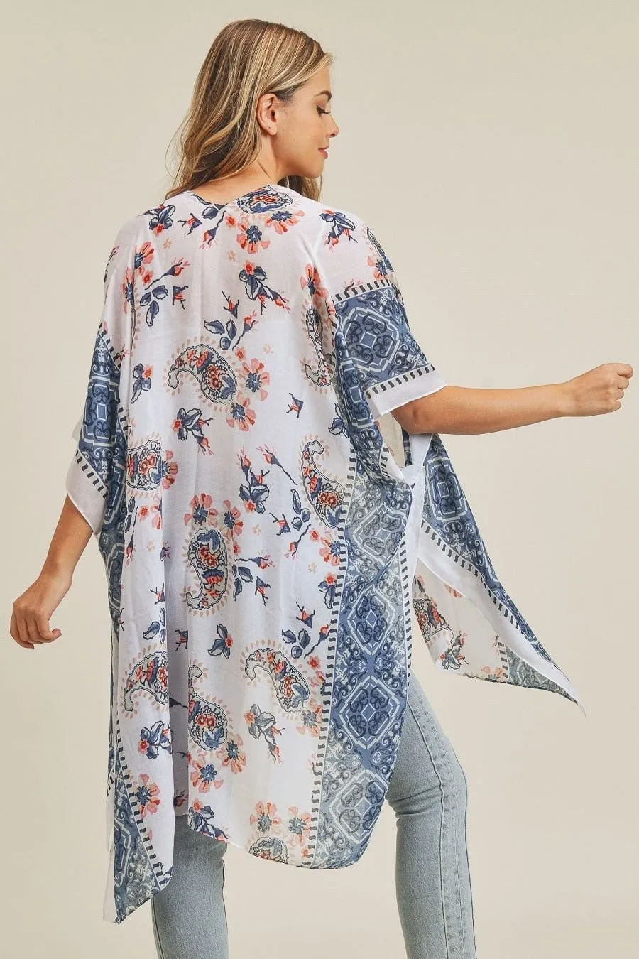 MS0207 Paisley Flower Pattern Beach Summer Kimono