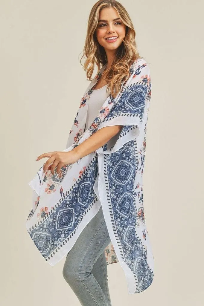 MS0207 Paisley Flower Pattern Beach Summer Kimono