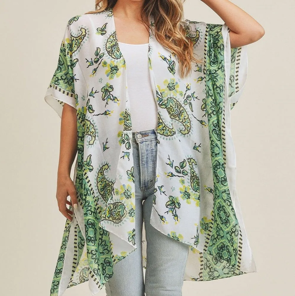 MS0207 Paisley Flower Pattern Beach Summer Kimono