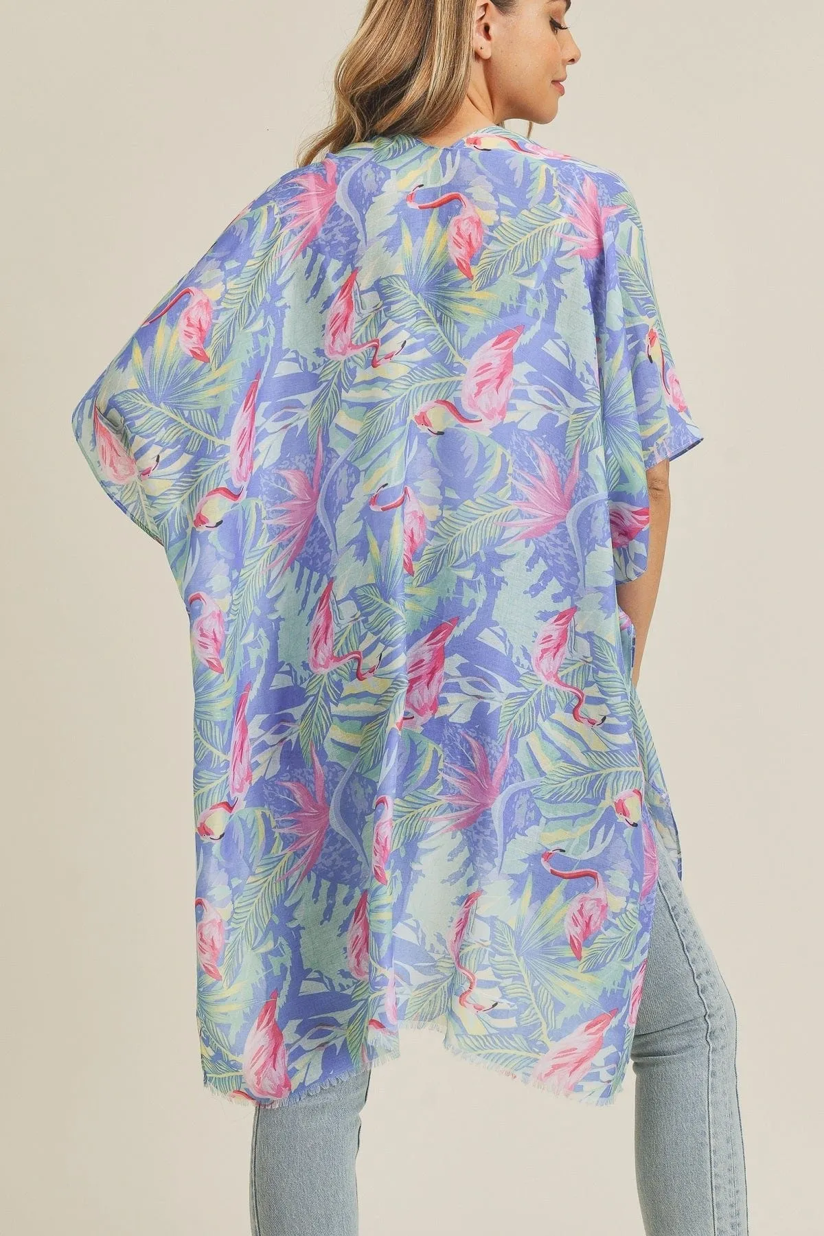 MS0220 Tropical Flamingo Pattern Summer Beach Kimono