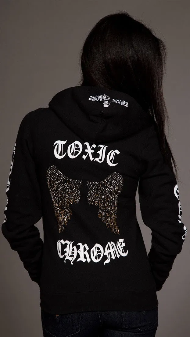 Toxic Chrome Wings Hoodie Unisex Black