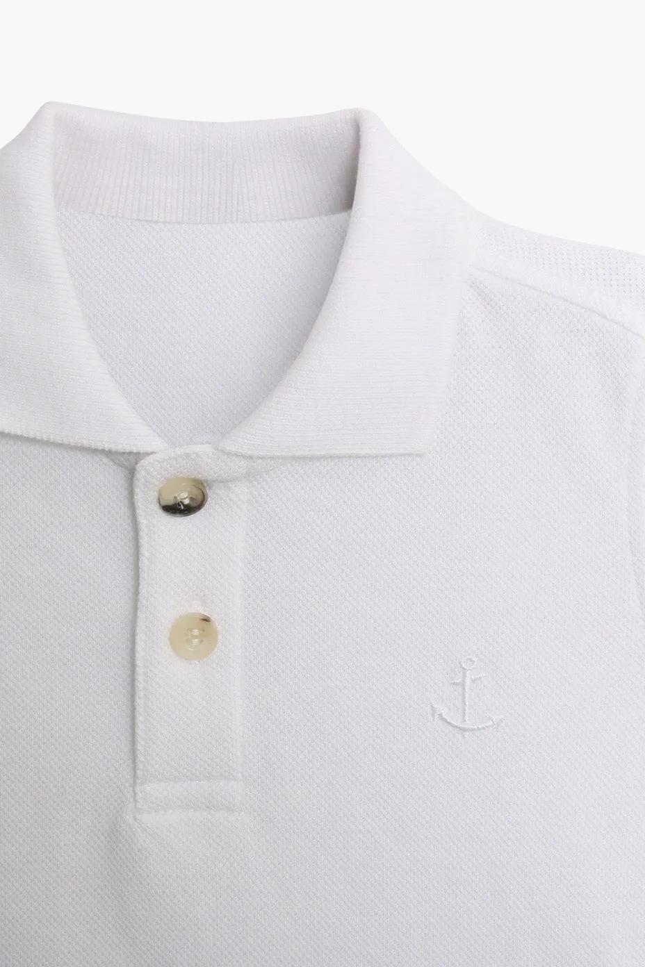 Wheat Anchor Boys Polo - White